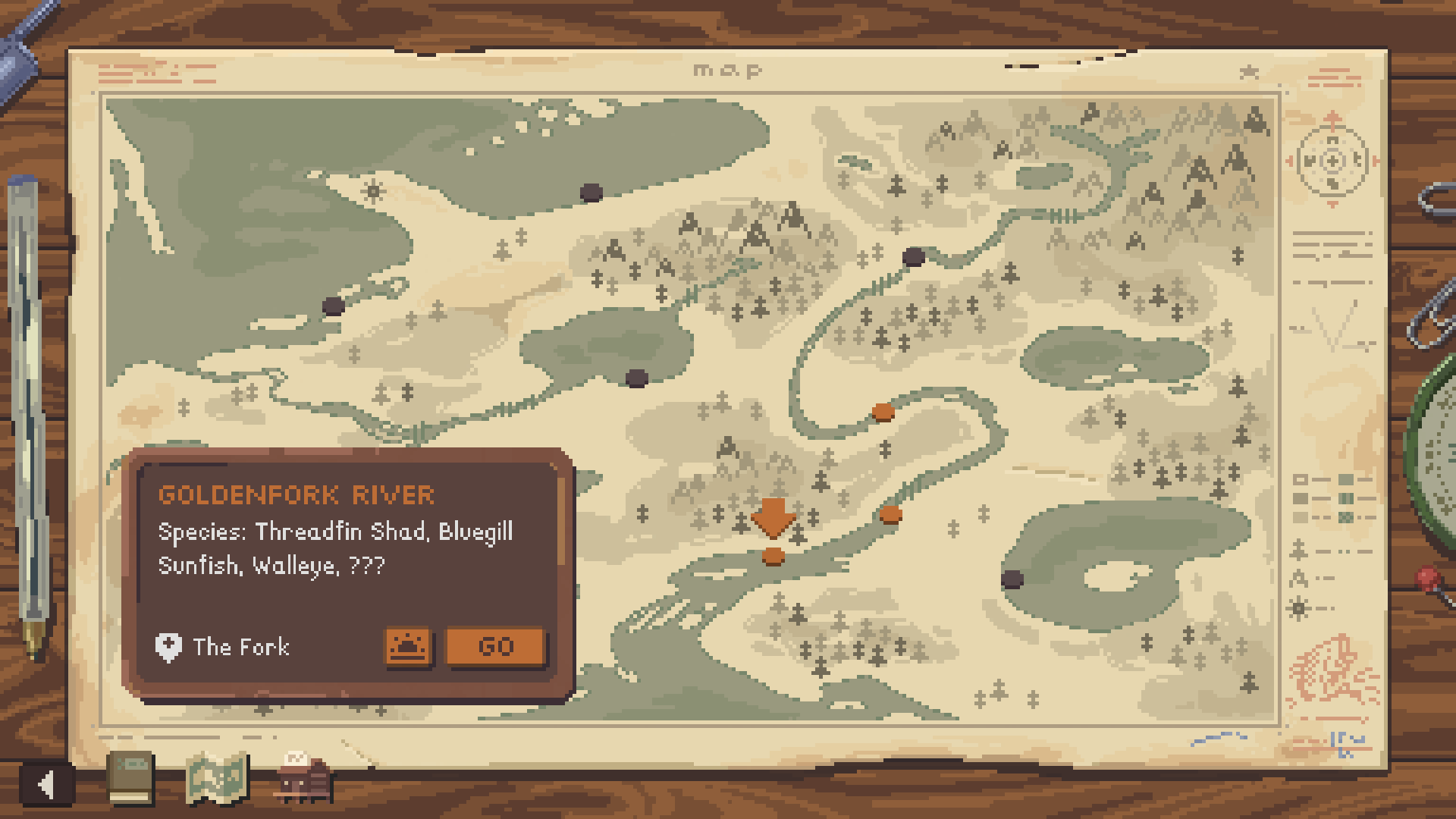 Official Cast n Chill map interface used for fish location evidence